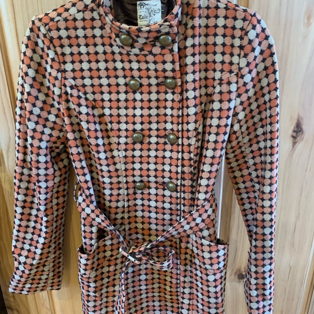 Tulle Orange and Black Patterned Coat